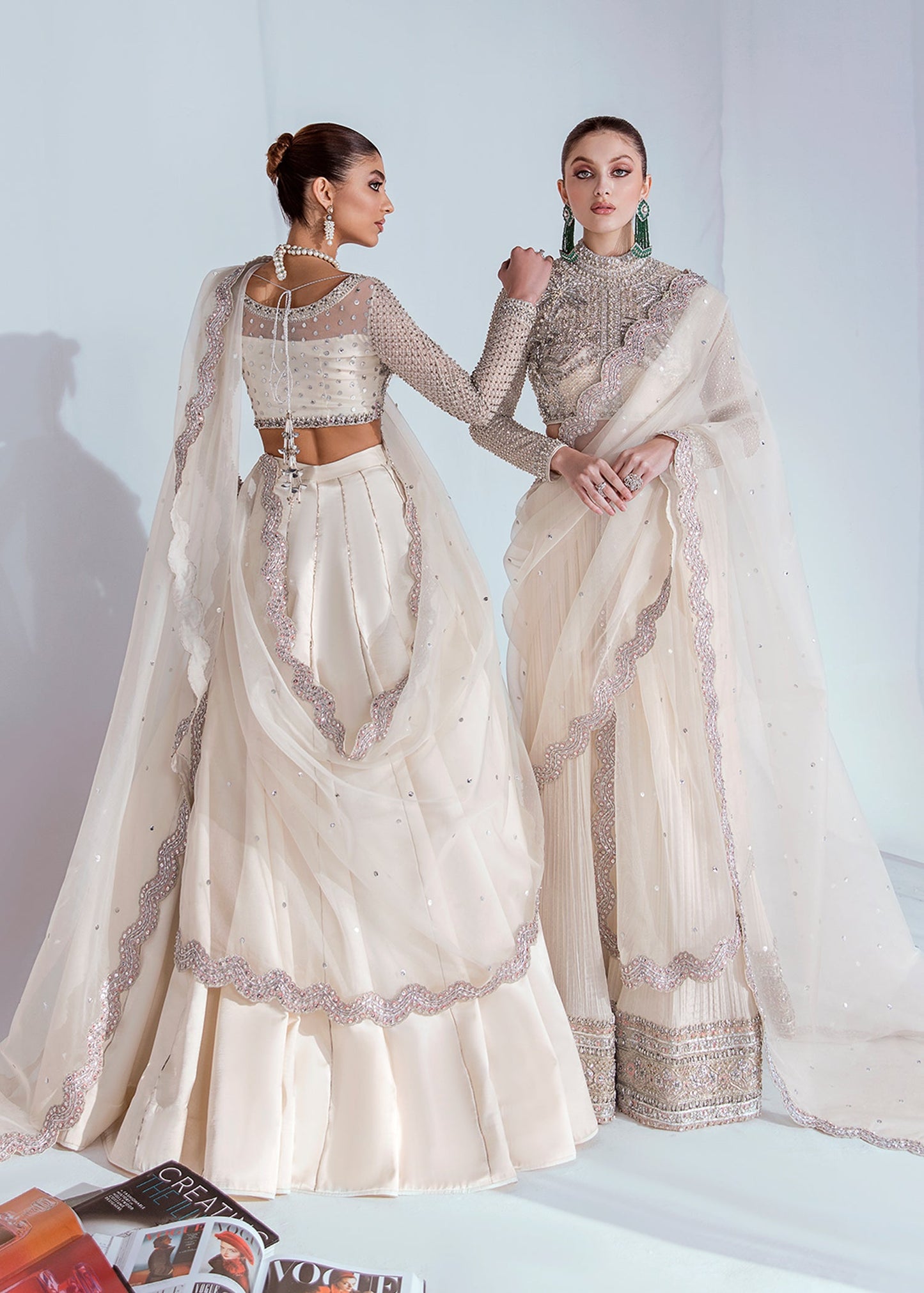 Hussain rehar white heavy wedding edition