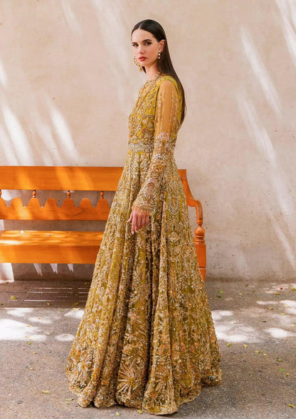 Mustard Yellow -2 Elegant Pakistani Embroidered Wedding Stitched Dresses Collection 00W