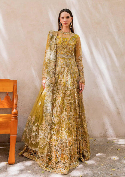 Mustard Yellow -2 Elegant Pakistani Embroidered Wedding Stitched Dresses Collection 00W