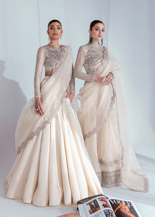 Hussain rehar white heavy wedding edition