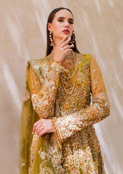 Mustard Yellow -2 Elegant Pakistani Embroidered Wedding Stitched Dresses Collection 00W