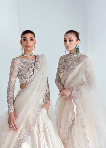 Hussain rehar white heavy wedding edition