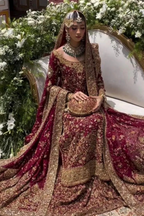 Haris shakeel red bridal chiffon collection