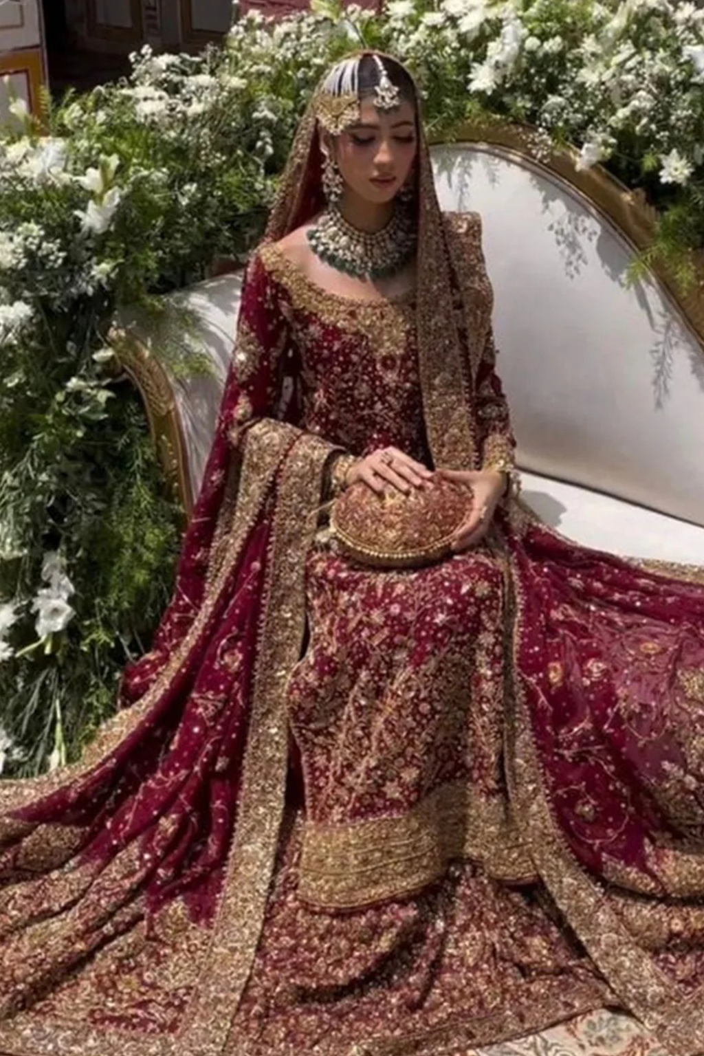 Haris shakeel red bridal chiffon collection