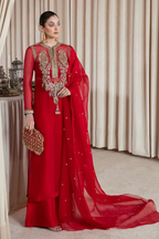 Hussain Rehar red bridal chiffon wedding edition