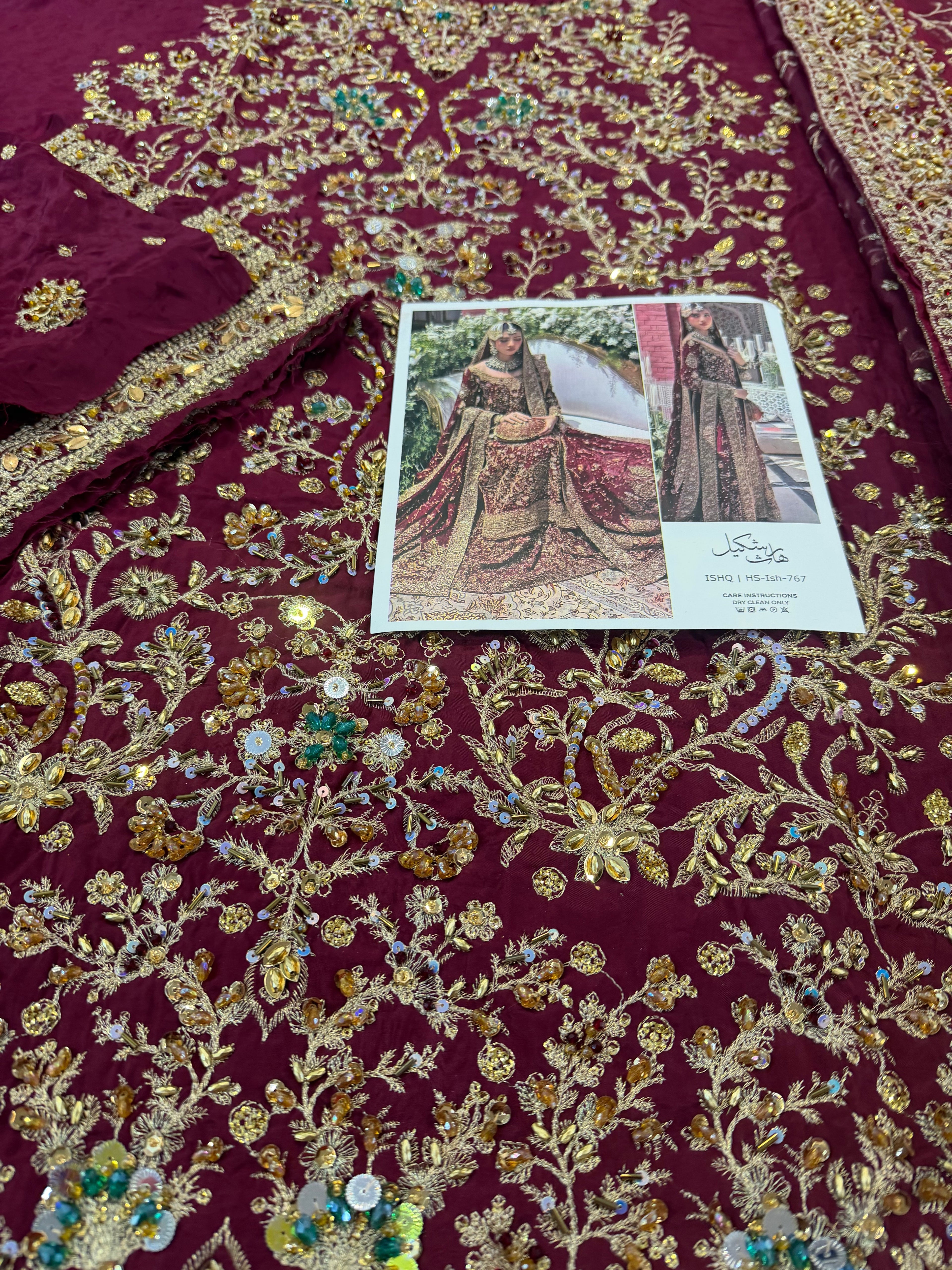 Haris shakeel red bridal chiffon collection