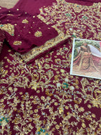 Haris shakeel red bridal chiffon collection