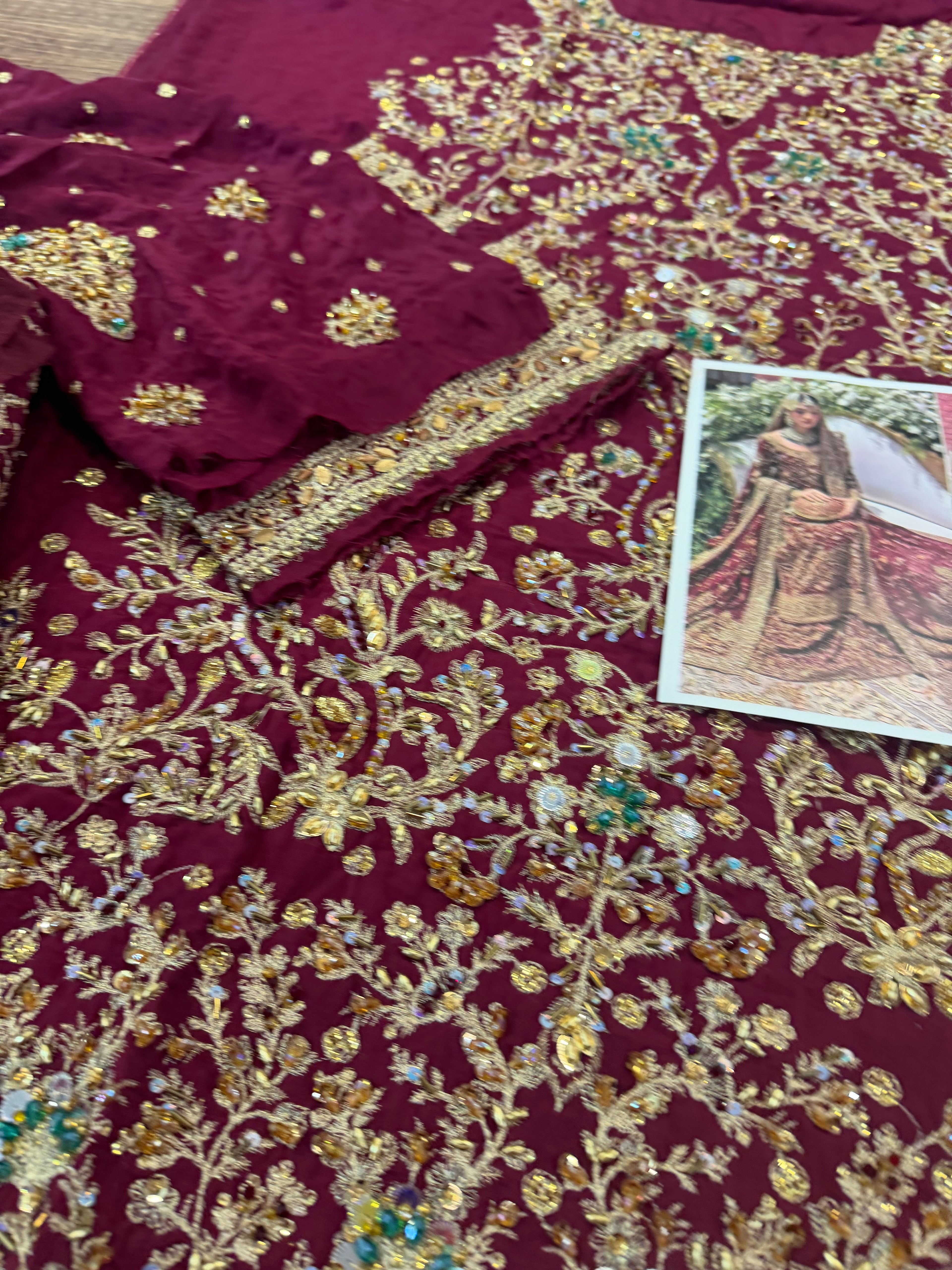 Haris shakeel red bridal chiffon collection