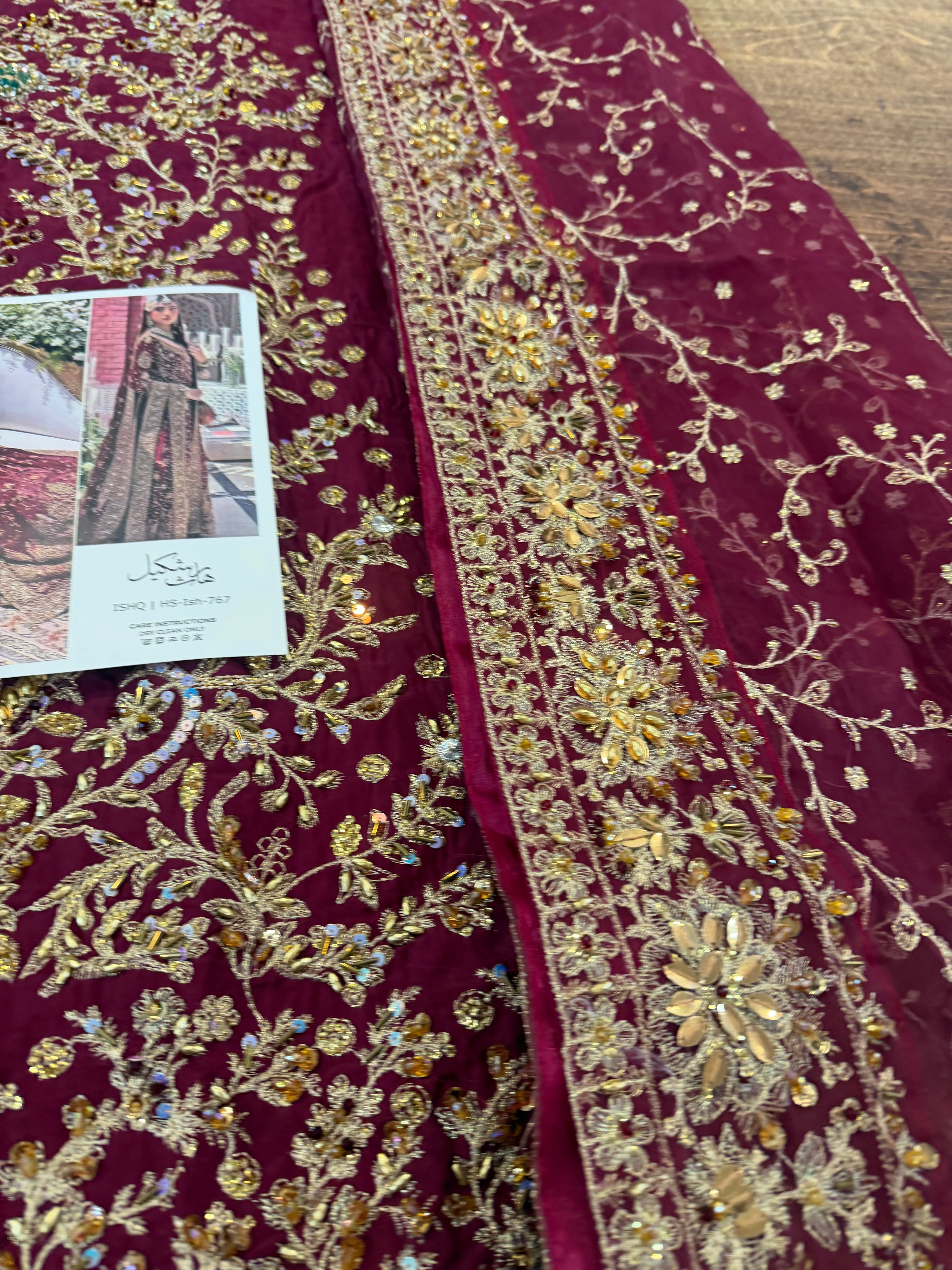 Haris shakeel red bridal chiffon collection