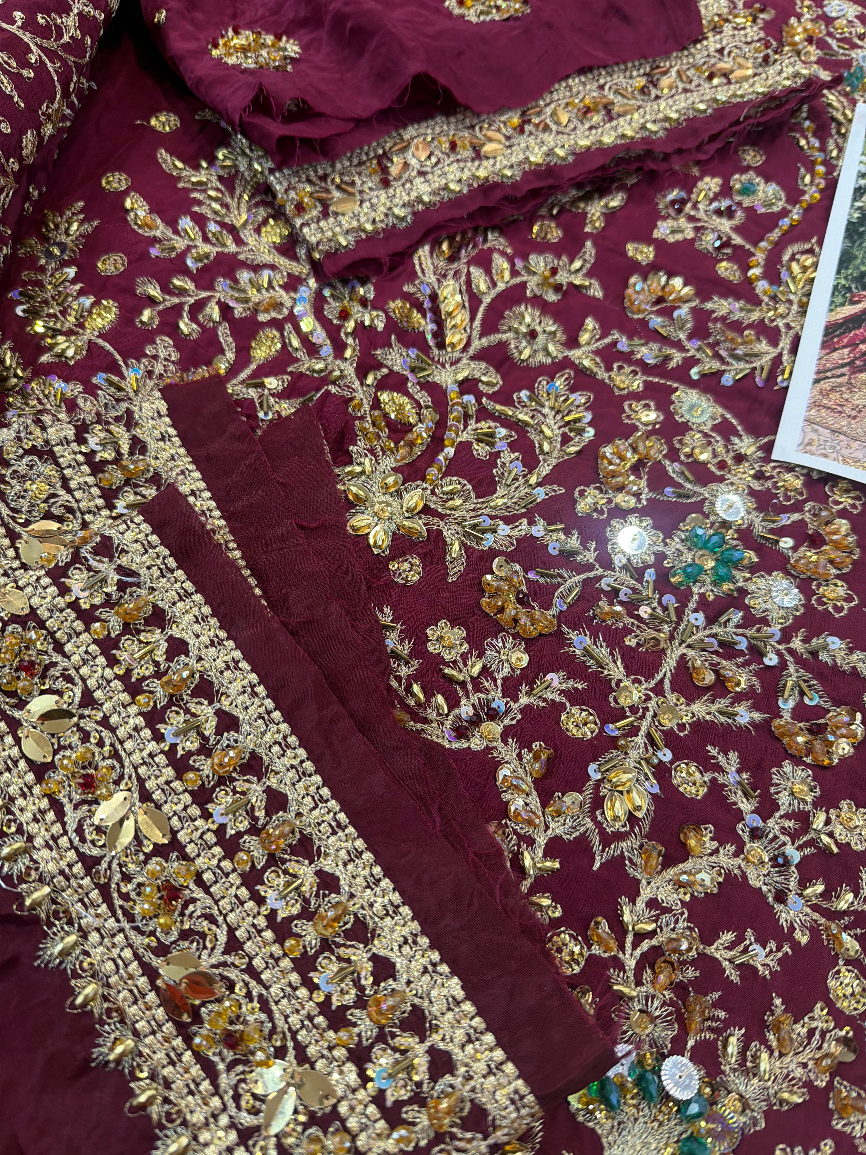 Haris shakeel red bridal chiffon collection
