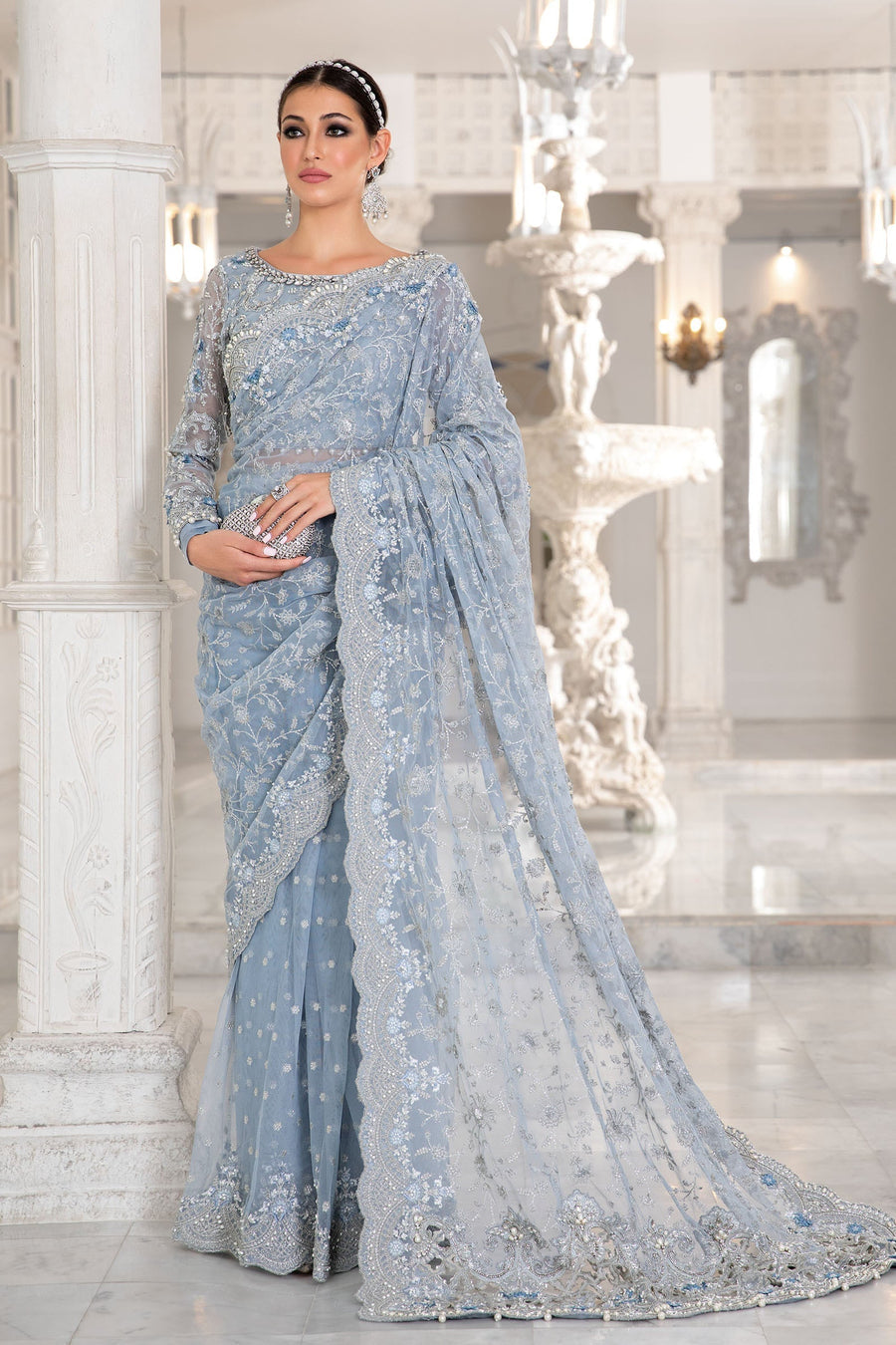 Ice Blue NET SAREE-00S