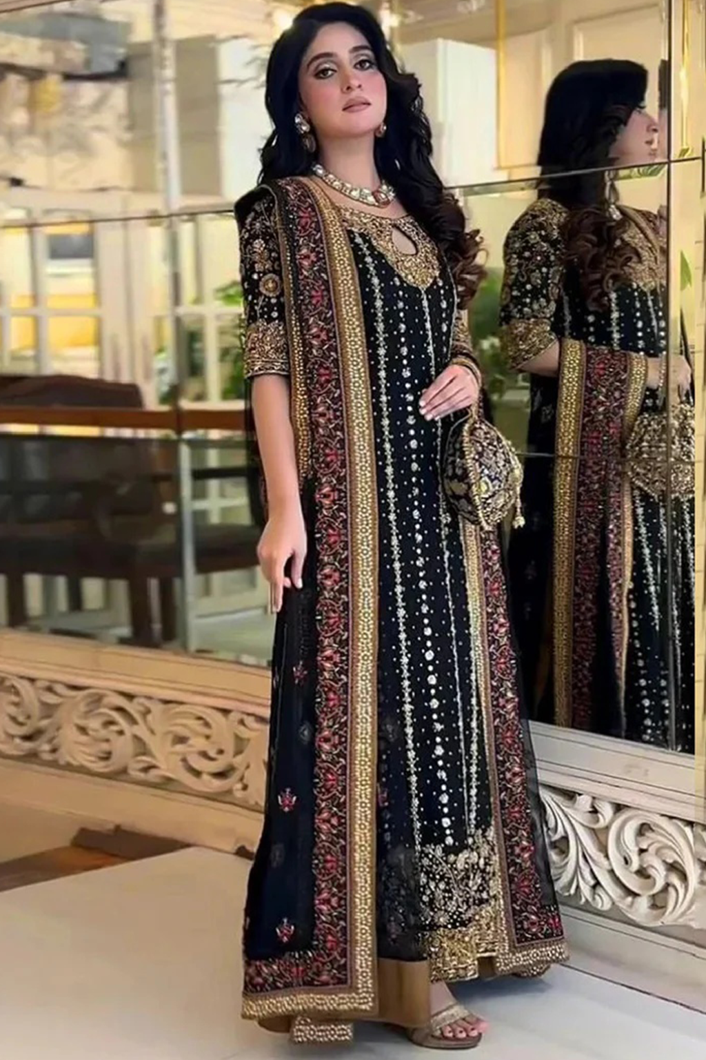 HS black chiffon
