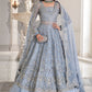 Blue NET MAXI Elegant Pakistani Embroidered Bridal Wedding Stitched Dresses Collection -00F