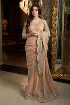 Pink peach saree