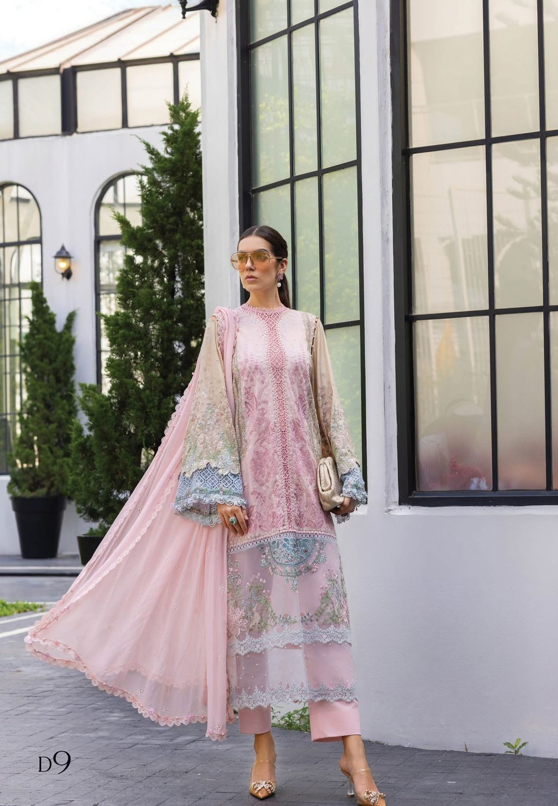 Pink Embroidered