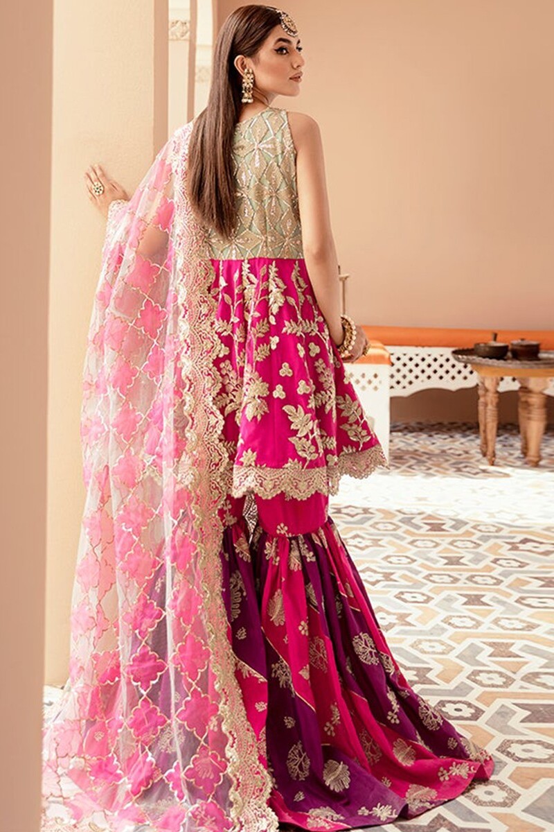 Pakistani Long Frock In Pink Color -00F