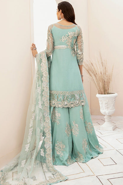 Party Gharara In Ice Blue-00F