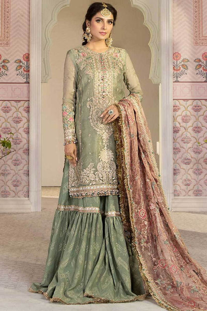 Pistachio Green & Salmon Pink Gharara-00F