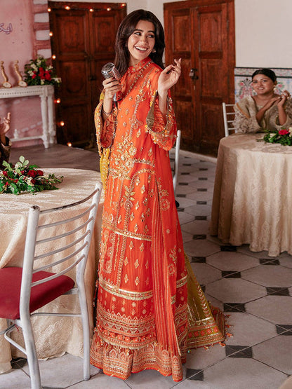 Orange Dress Pakistani Wedding Gharara Kameez -00P