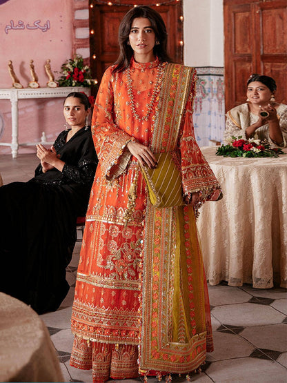 Orange Dress Pakistani Wedding Gharara Kameez -00P